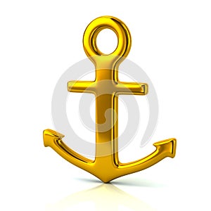 Gold anchor icon 3d illustration
