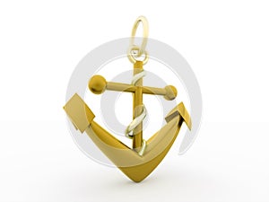 Gold anchor rendered isolated