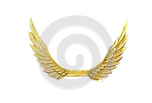 Gold angel wings isolated on white background,clipping path