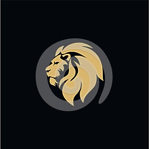 Gold Angry Lion Head Logo Vector Design, Sign, Icon, Illustration