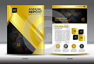 Gold Annual report template,gold cover design,brochure fl yer,info graphics elements,leaflet,newsletter