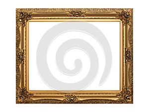 Gold antique frame isolated with clipping path