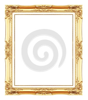 Gold antique picture frames. Isolated on white