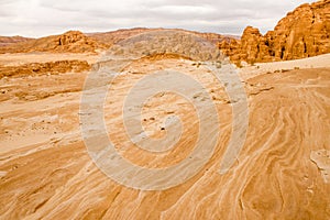 Gold arid desert landscape Sinai, Egypt