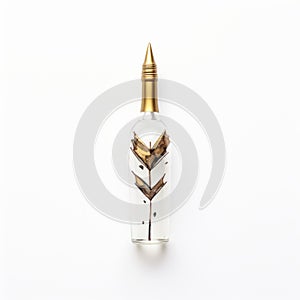 Gold Arrow Bottle By Arte: Symbolic Nature In Black And White Ink