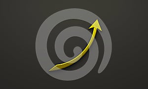 Gold Arrow up business graph on black background