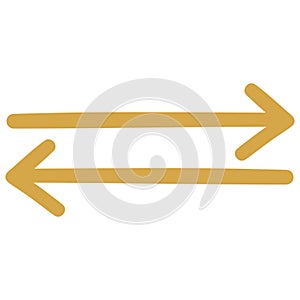 Gold Arrows Left Right Opposite Directions Divergence Forward Backward Doodle Line Vector photo