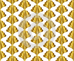 Gold Art Deco Seamless Repeat Pattern on White Background