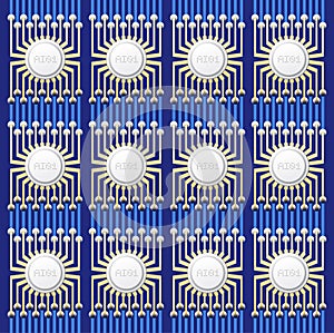 Gold  artificial intelligence Chipset Background