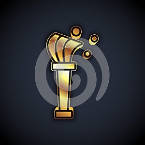 Gold Aspergillum icon isolated on black background. Vector