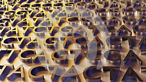 Gold ATGC letters background 3d rendering