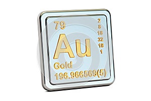 Gold aurum Au, chemical element sign. 3D rendering