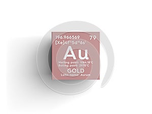 Gold. Aurum. Transition metals. Chemical Element of Mendeleev\'s Periodic Table. 3D illustration