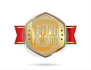 Gold Award badge on white background vector illustration