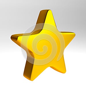 Gold Award Five Pointed Star Icon 3D Rendering Image