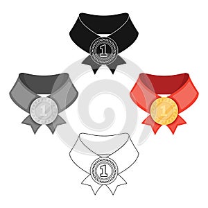 The gold award.Medal of medalist.Awards and trophies single icon in cartoon,black style vector symbol stock illustration