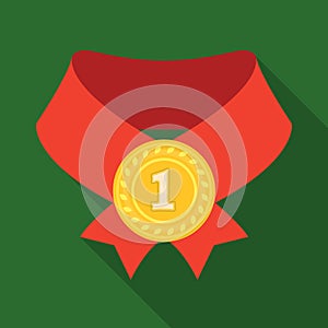 The gold award.Medal of medalist.Awards and trophies single icon in flat style vector symbol stock illustration.