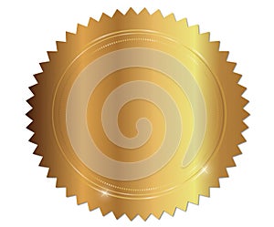 Gold Award seal medals set on white background