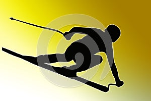Gold Back Sport Silhouette - Speeding Skier