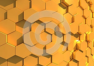 Gold background of hexagons photo