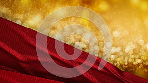 The Gold Background and red curtains 3d rendering