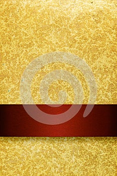 gold background with red ribbon