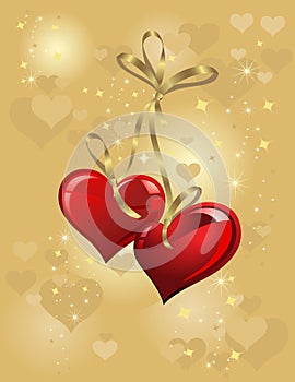 Gold background with two heart