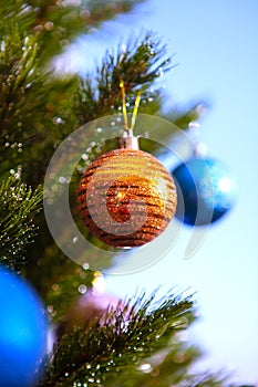 Gold ball on New Year tree
