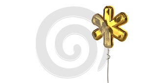 gold balloon symbol of asterisk on white background