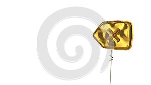 gold balloon symbol of backspace on white background