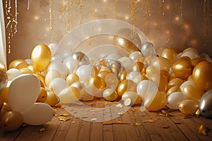 gold balloons Digital Backdrops, Cake Smash Digital Backdrop, night party Digital Prop,