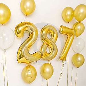 Gold Balloons Isolated on White Background