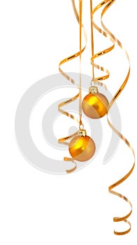 Gold balls with tinsel