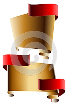 Gold banner and red ribbon, Vector design element