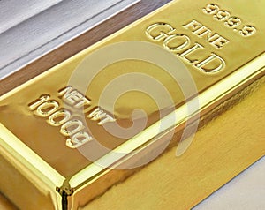 Gold Bar Closeup 1kg Solid Gold photo