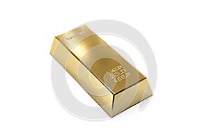 A gold bar, financial and reserve of value concept on white. 3d render