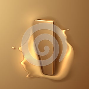 Gold bar in gold fluid background