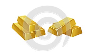 Gold Bar or Gold Ingot as Molded Precious Metal Vector Set