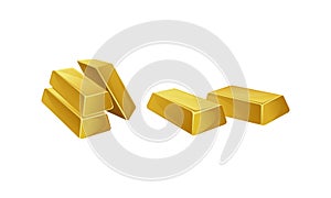 Gold Bar or Gold Ingot as Molded Precious Metal Vector Set