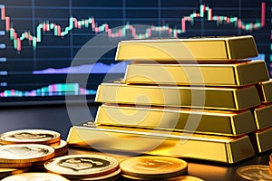 gold bar graph. Generative AI