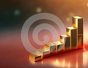 gold bar graph on golden background