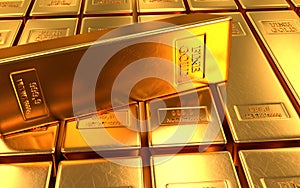 Gold bar, ingot on gold backgrounds