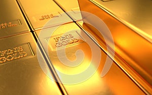 Gold bar, ingot on gold backgrounds