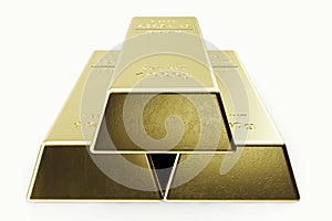 Gold Bar isolated on white background, weight of Gold Bars 1000 grams Concept of wealth and reserve. Concept of success