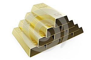 Gold Bar isolated on white background, weight of Gold Bars 1000 grams Concept of wealth and reserve. Concept of success