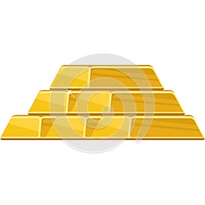 Gold bar vector golden bullion ingot pile flat cartoon