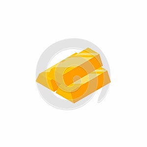 Gold Bar - White Background icon vector isometric