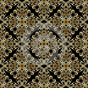 Gold Baroque seamless pattern. Vintage vector damask background.