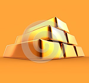 Gold Bars 3D Render Isolated