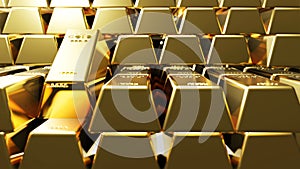 Gold bars background 3D Render
